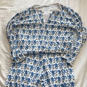 Roller Rabbit Blue Monkey Print Pajama Set